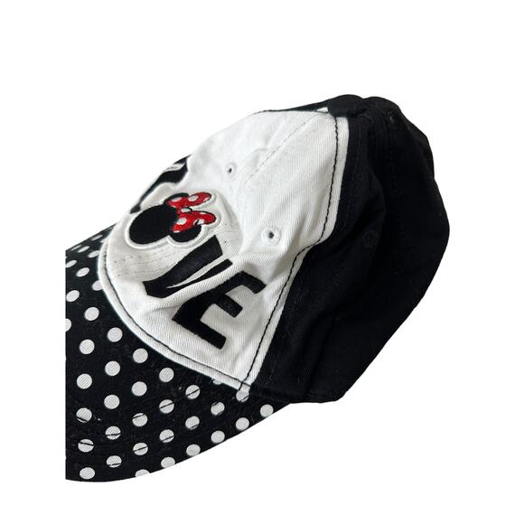 Disney Minnie Mouse Embroidered Polka Dot Baseball Cap Hat Adjustable - Picture 2 of 4